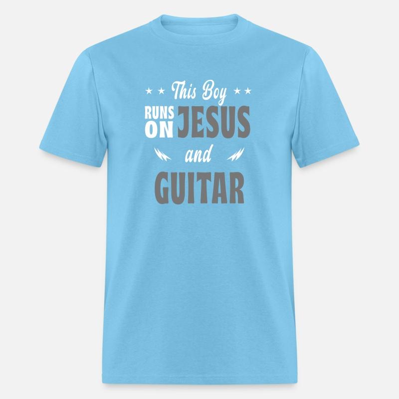 This boy is playing Jesus and guitar