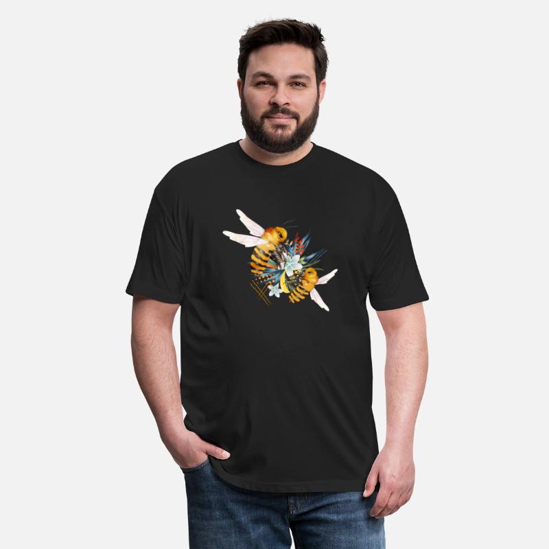 two flying bees hand drawn