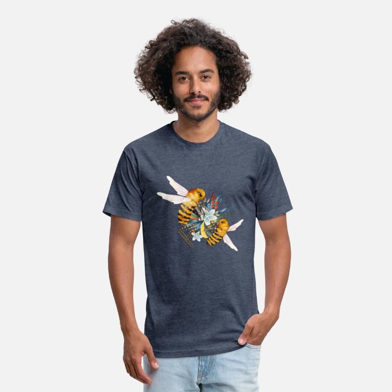 two flying bees hand drawn