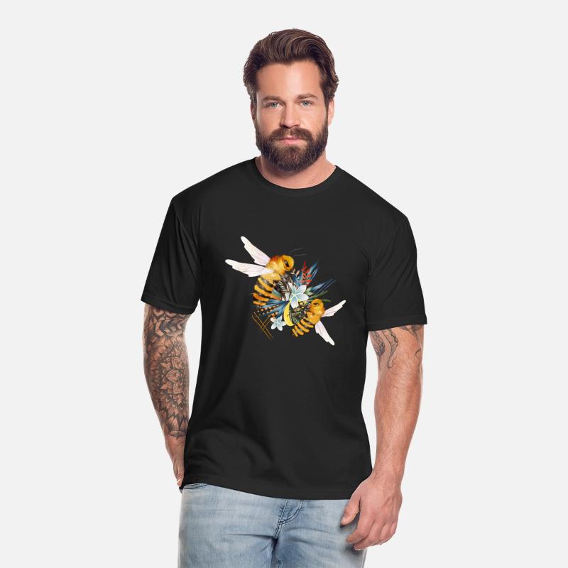 two flying bees hand drawn