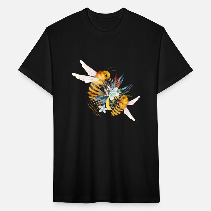 two flying bees hand drawn