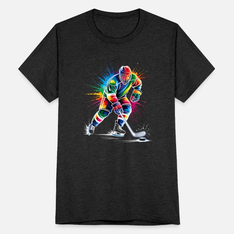 Vibrant Rainbow Hockey Player Design