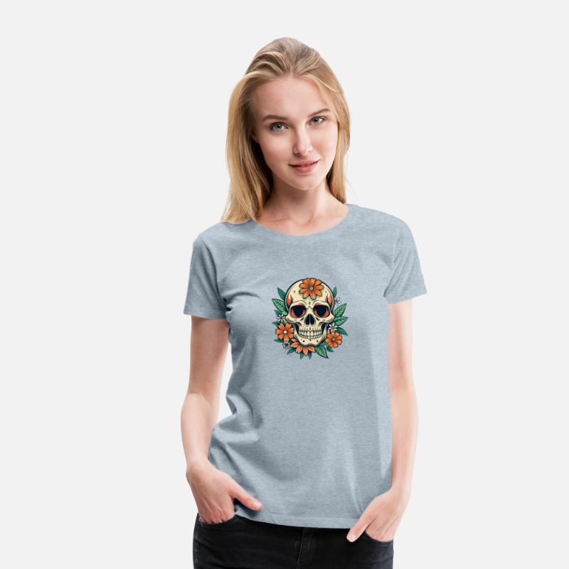Vintage Retro Halloween Sugar Skull with floral
