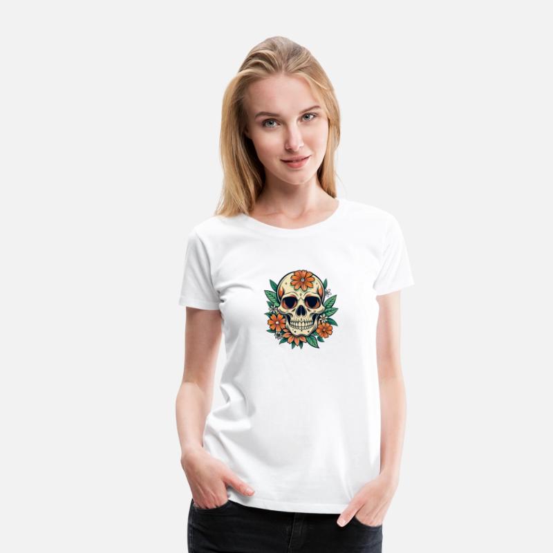 Vintage Retro Halloween Sugar Skull with floral