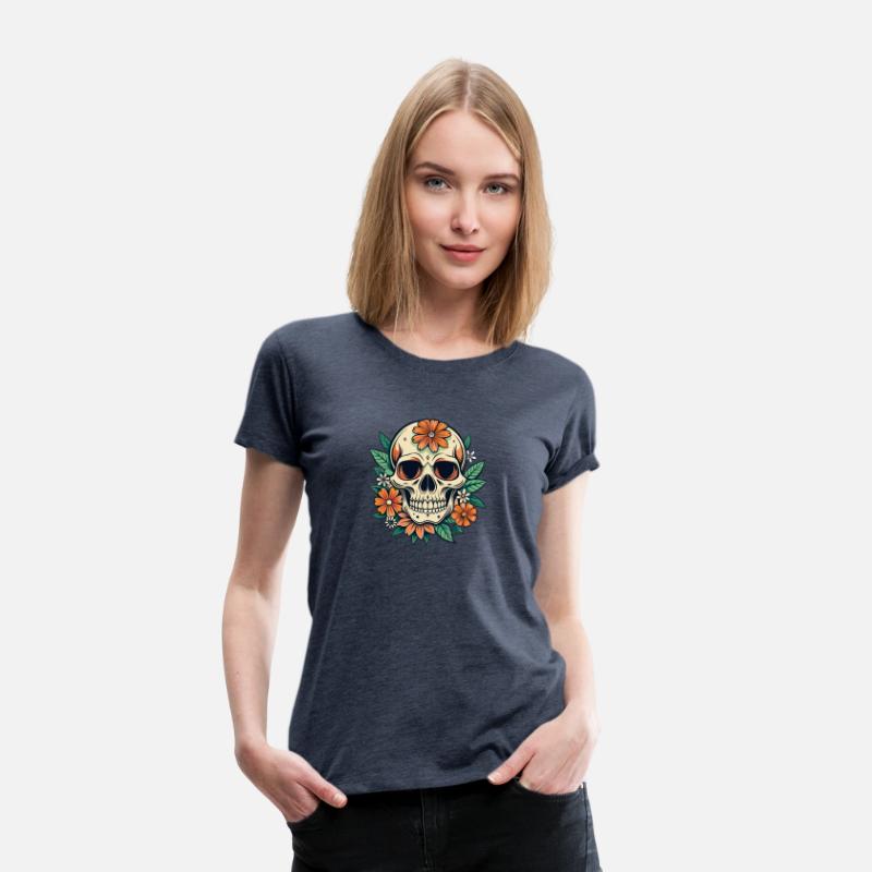 Vintage Retro Halloween Sugar Skull with floral