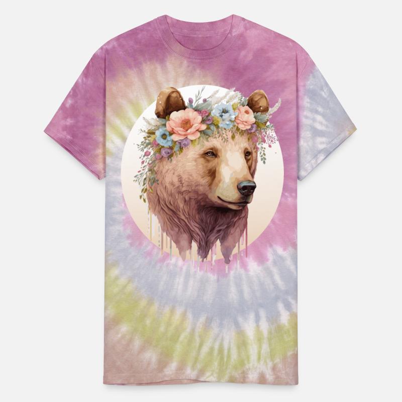 Watercolor Brown Bear Grizzly Flower Crown Wild An