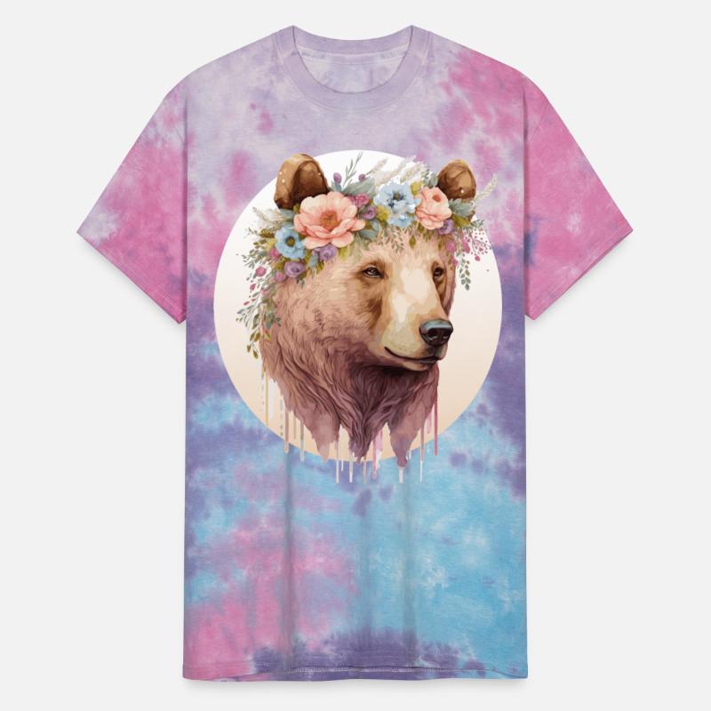 Watercolor Brown Bear Grizzly Flower Crown Wild An
