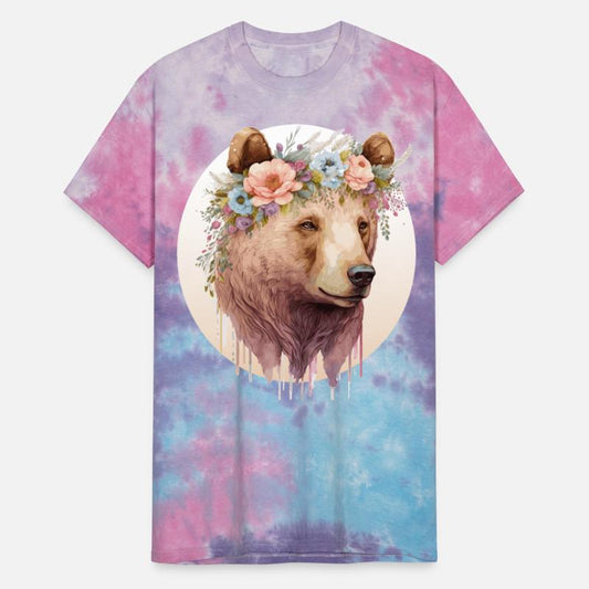 Watercolor Brown Bear Grizzly Flower Crown Wild An