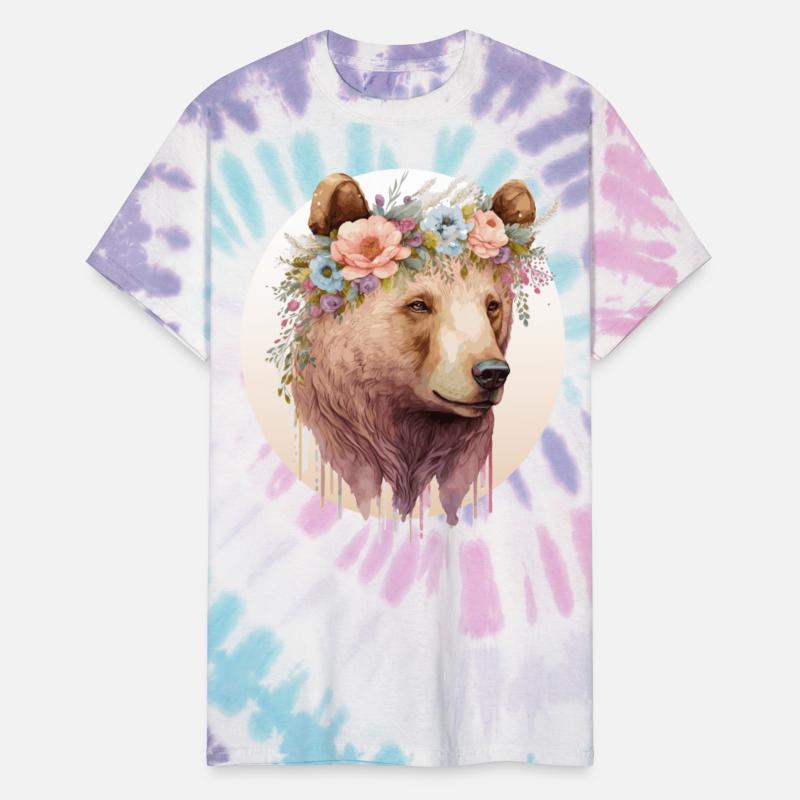 Watercolor Brown Bear Grizzly Flower Crown Wild An