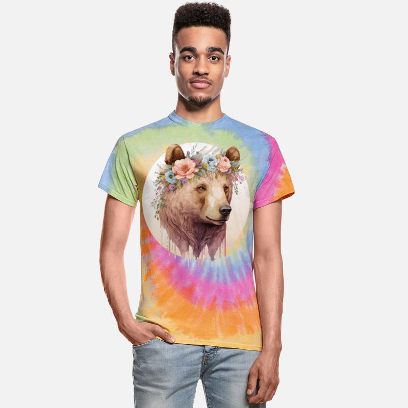 Watercolor Brown Bear Grizzly Flower Crown Wild An