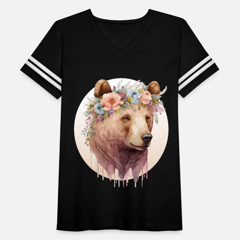 Watercolor Brown Bear Grizzly Flower Crown Wild An