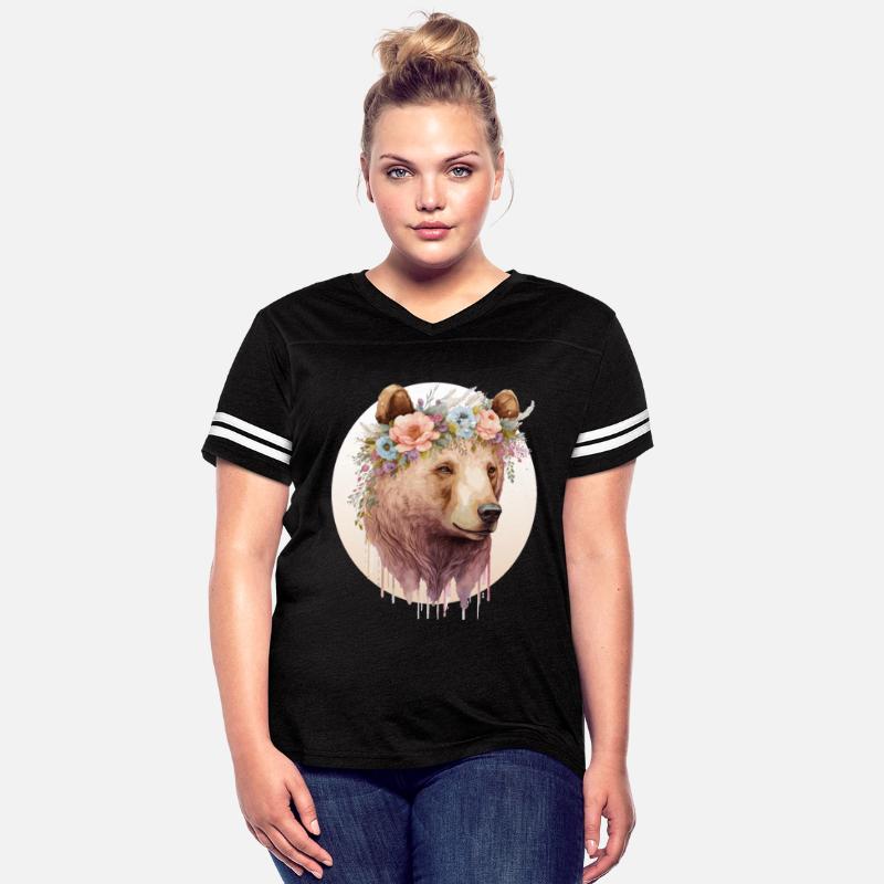 Watercolor Brown Bear Grizzly Flower Crown Wild An