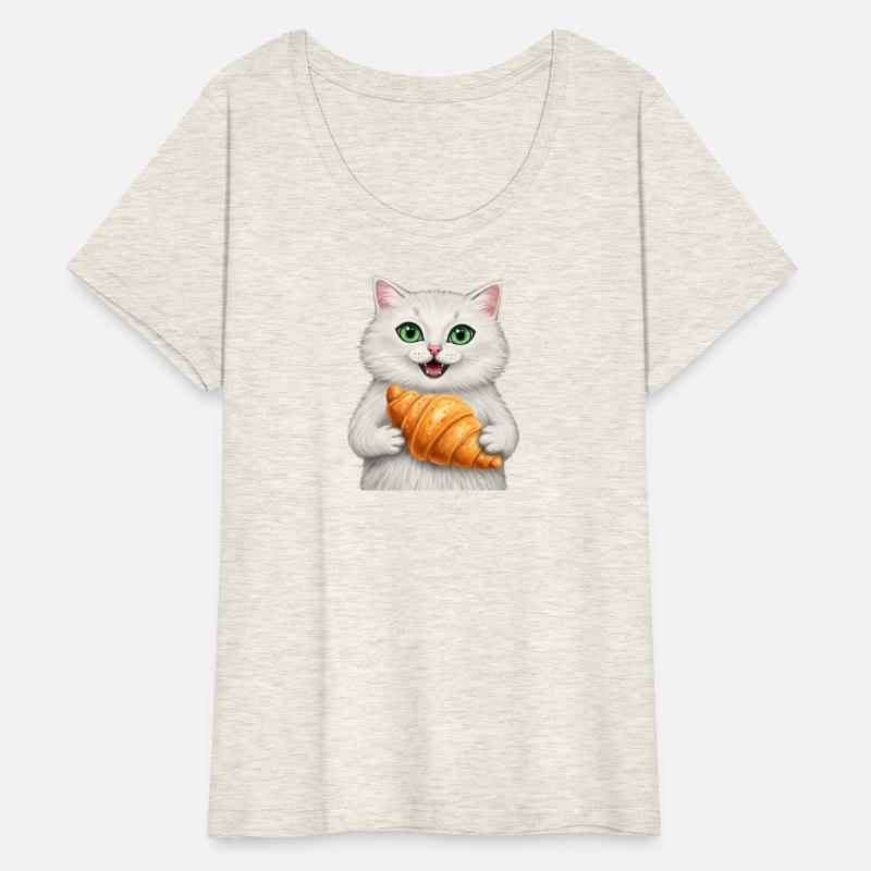 Whimsical Cat with Croissant