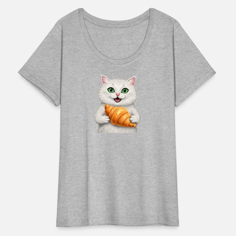 Whimsical Cat with Croissant