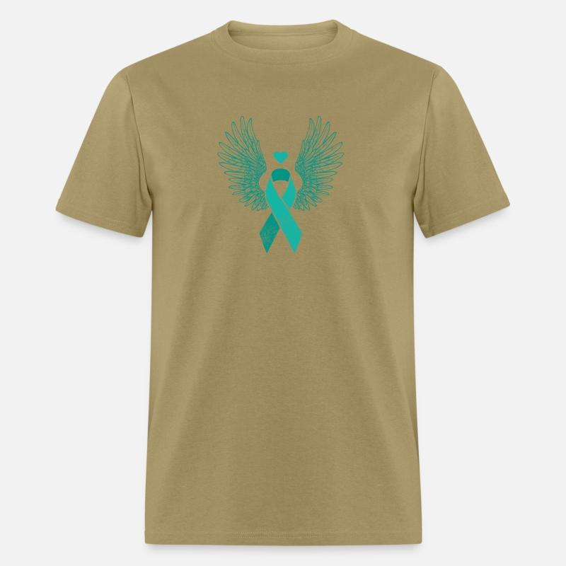Winged teal ribbon cervical cancer awareness