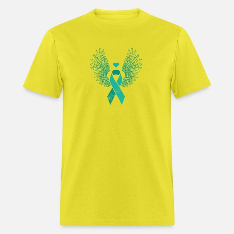 Winged teal ribbon cervical cancer awareness
