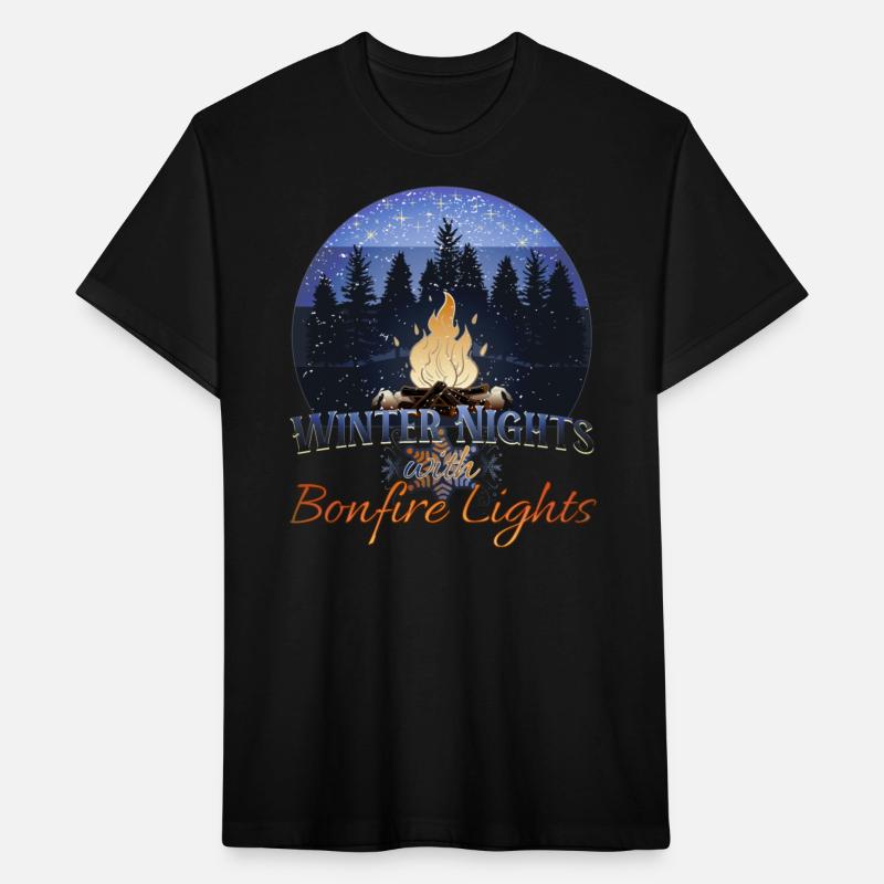 Winter Nights with Bonfire Lights Retro Sunset